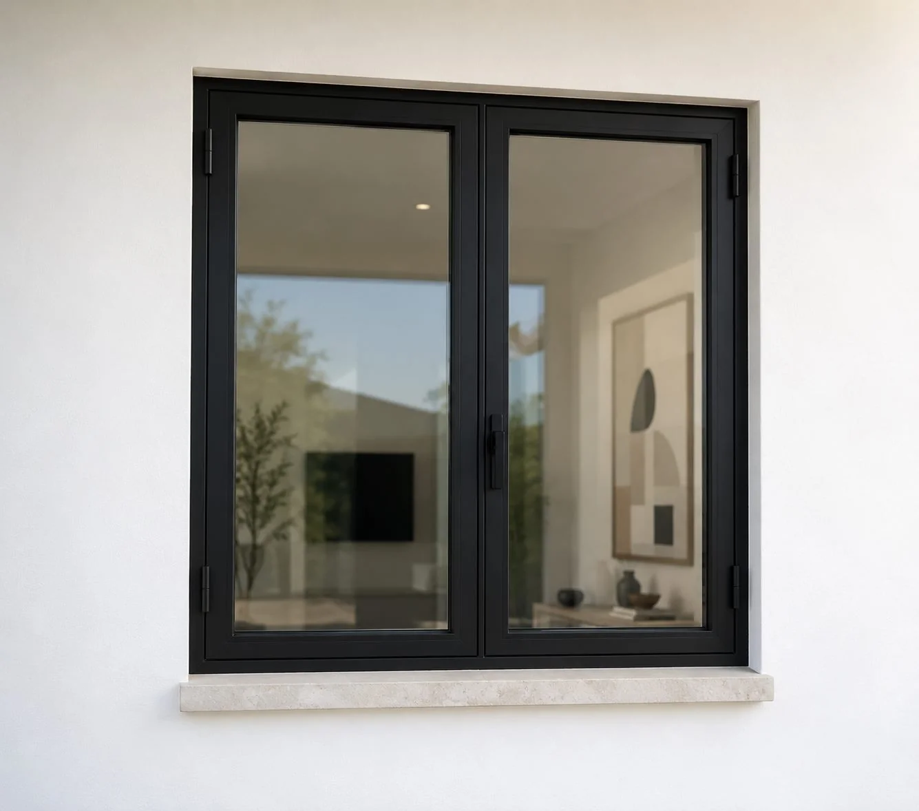 Casement crank-out impact window with side hinges