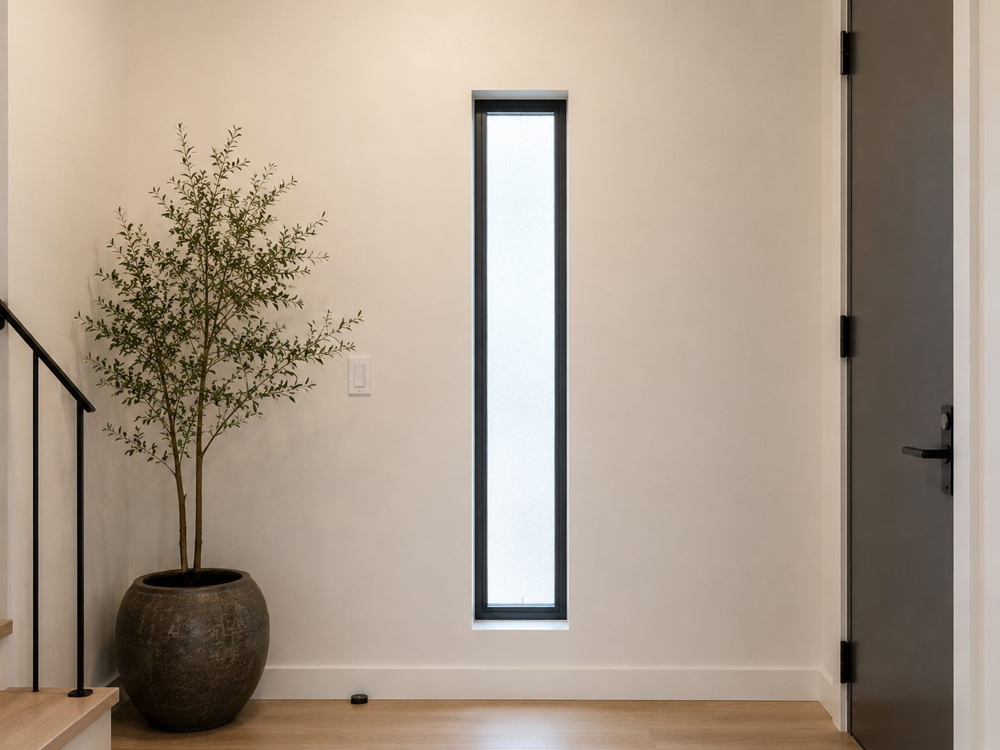 Fixed picture impact window in a modern Florida entryway