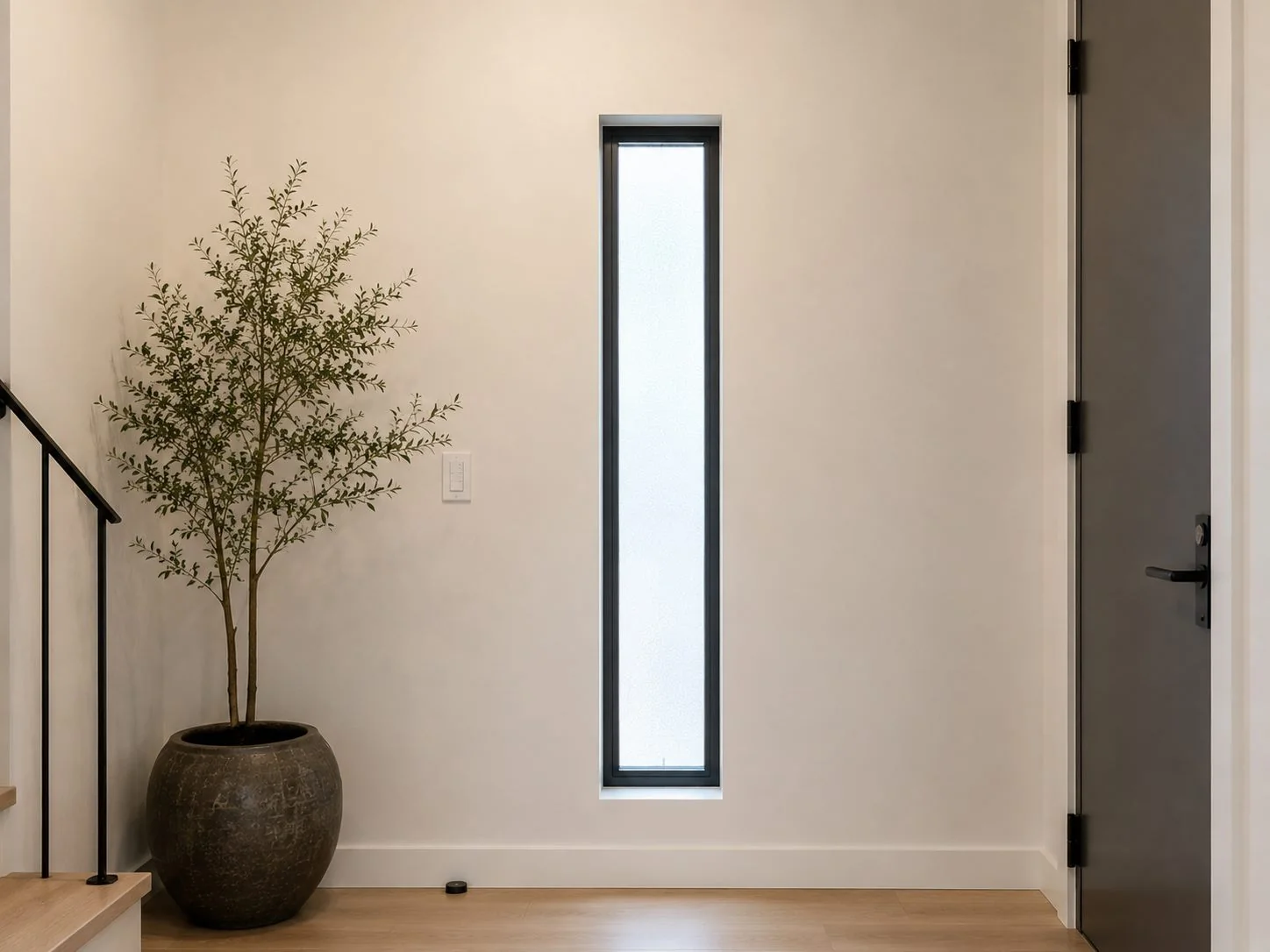 Fixed picture impact window in a modern Florida entryway