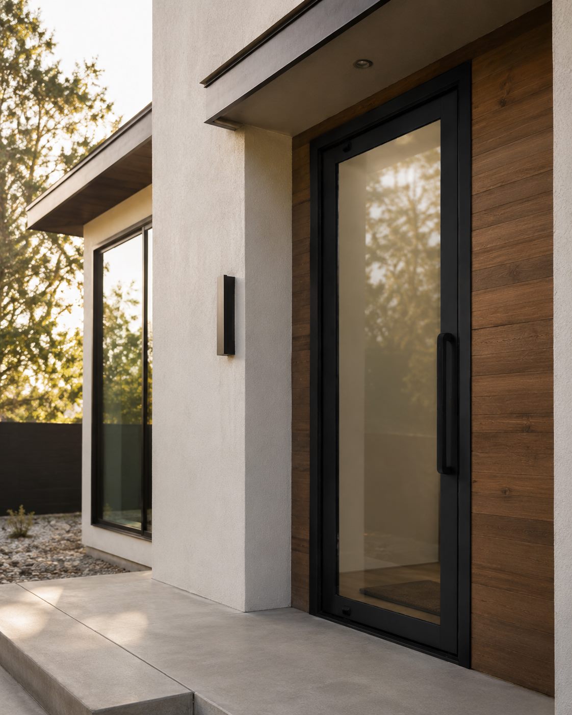 Modern Florida home with a luxury impact front entry door